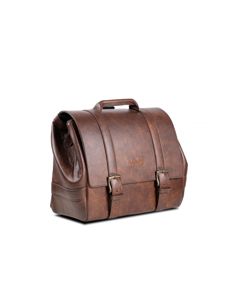 Alo's Leather saddle bag Messenger “Vintage style” Triumph Liquid Cooled